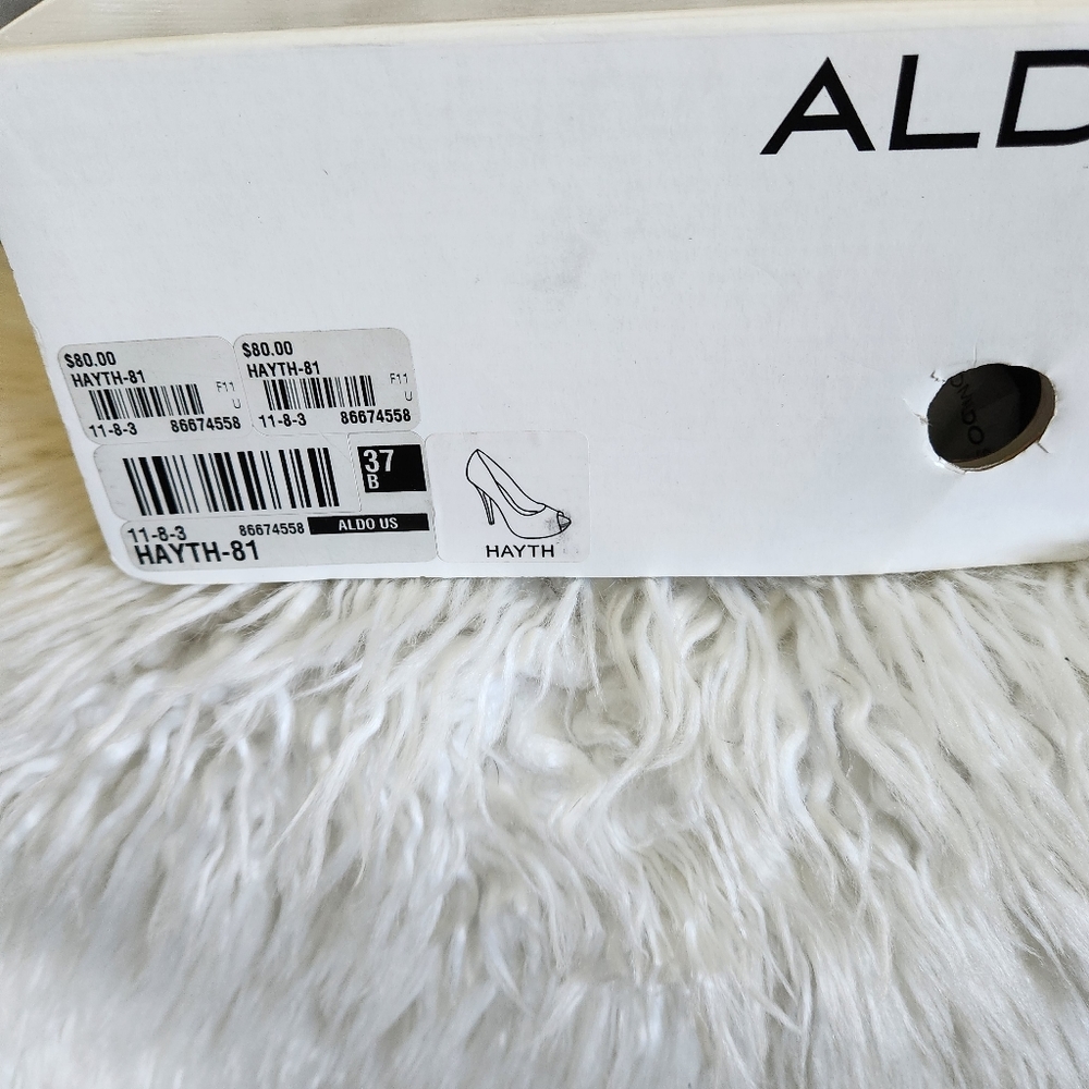ALDO Gold Glitter Peep Toe Stiletto Pumps - Size Eur 37 U.s. 6.5 - Picture 5 of 7